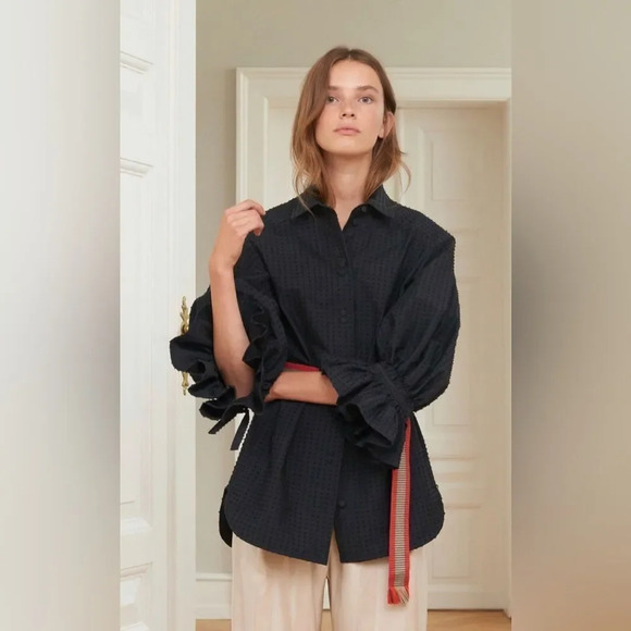 BRITT SISSECK Tops - BRITT SISSECK BRIE EMBROIDERY TOP BLACK